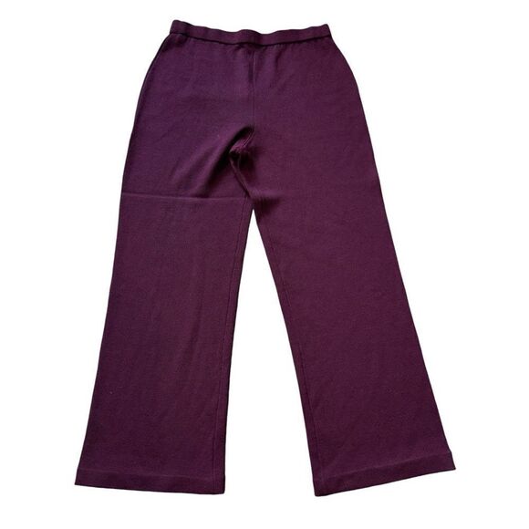 Revolve St. John Burgundy Cherry Santana Knit Wide Leg Pants Trousers - Picture 3 of 9